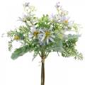 Floristik24 Decoratief boeket, paarse zijden bloemen, lentedecoraties, kunstmatige asters, anjers en eucalyptus