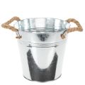 Floristik24 Decoratieve metalen emmerbloempot met touwgrepen Ø20cm