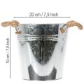 Decoratieve metalen emmerbloempot met touwgrepen Ø20cm | Floristik24.nl