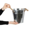 Decoratieve metalen emmerbloempot met touwgrepen Ø20cm | Floristik24.nl