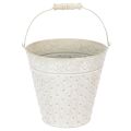 Floristik24 Decoratieve emmer, witgekalkt, met handvat, Ø20,5 cm, metalen plantenbak decoratie