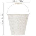 Decoratieve emmer, witgekalkt, met handvat, Ø20,5 cm, metalen plantenbak decoratie | Floristik24.nl