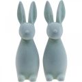 Floristik24 Deco Bunny Deco Easter Bunny Flocked Grijs-Groen H29.5cm 2st