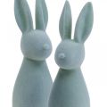 Floristik24 Deco Bunny Deco Easter Bunny Flocked Grijs-Groen H29.5cm 2st