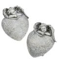 Floristik24 Decoratief hart met engel grijs 10,5cm 2st