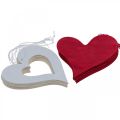 Decoratieve harten om op te hangen houten hart rood/wit 12cm 12st