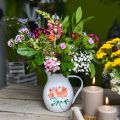 Floristik24 Decoratieve kan, bloemenvaas vintage look, emaille kan met rozenmotief H19cm