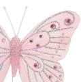 Floristik24 Decoratieve vlinder roze met mica 10,5 cm 3 stks