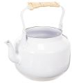 Floristik24 Decoratieve theepot, plantenpot, metaal, wit, shabby chic, Ø8,6 cm, H16 cm, vintage decoratieve bloempot