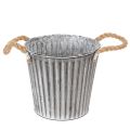 Floristik24 Decoratieve plantenpot, metalen pot met handvatten, metalen decoratie in shabby chic stijl Ø21,5 cm