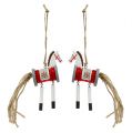 Floristik24 Decoratieve hanger paard rood-wit 20cm 6st