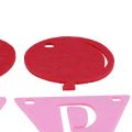 Floristik24 Decoratieve verjaardagswimpelkettingslinger van vilt roze 300cm