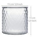 Floristik24 Decoratief glas, lantaarn met ruitpatroon, glazen schaal Ø15cm H15cm