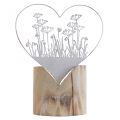 Floristik24 Decoratief hart staand metaal hout wit lente decoratie H31cm