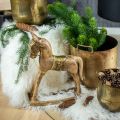 Floristik24 Decoratief hobbelpaard hout massief kerst natuur, goudkleurig 28 × 39 × 9,5cm