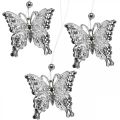 Floristik24 Decoratieve hanger vlinder, huwelijksdecoratie, metalen vlinder, veer 6st