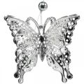 Floristik24 Decoratieve hanger vlinder, huwelijksdecoratie, metalen vlinder, veer 6st