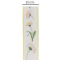 Cadeaulint met een Bellis bloemenpatroon voor knutselen en verpakken, 25 mm x 20 m | Floristik24.nl