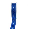 Floristik24 Decoratief tape blauw met patroon 25mm 20m