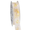 Floristik24 Decoratief lint met bladermotief, organza lint, 25 mm breed, 20 m lang