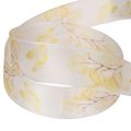 Decoratief lint met bladermotief, organza lint, 25 mm breed, 20 m lang | Floristik24.nl