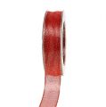 Floristik24 Decoratieve tape met lurexstrepen rood 25 mm 20 m