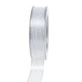 Floristik24 Sierlint met lurex strepen zilver 25mm 20m
