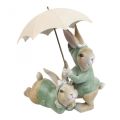 Deco figuren paar konijnen Deco konijnen met paraplu H22cm