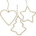 Floristik24 Decoratiehanger kerst houten kralen hart ster boom H20cm 3st