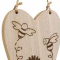 Decoratieve hanger hout decoratie harten bloemen bijen decoratie 10x15cm 6 stuks