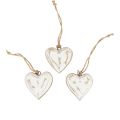 Floristik24 Decoratieve hangers hout houten harten naturel wit goud vintage 6cm 8st