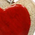 Floristik24 Decoratieve hanger houten harten decoratieve harten rood Ø5–5,5cm 12 stuks