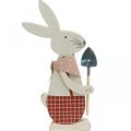 Floristik24 Decoratief konijntje met schop, konijntje, paasdecoratie, houten konijntje, paashaas