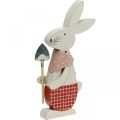Floristik24 Decoratief konijntje met schop, konijntje, paasdecoratie, houten konijntje, paashaas