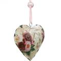 Floristik24 Deco hart pioenrozen nostalgisch metalen hart om op te hangen 6 stuks