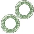Floristik24 Groene decoratieve draadkrans van gaas voor doe-het-zelfprojecten, 19 cm, 2 stuks
