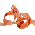 Floristik24 Decoratief lint met bladmotief oranje 25mm 20m