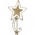 Floristik24 Decoratie plug ster goud glinsterend H54cm 4st