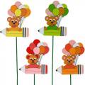 Deco plug pen met teddy en ballonnen bloem plug zomer decoratie kinderen 16 stuks