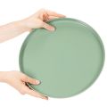 Ronde groene decoratieve schaal op een standaard voor tafeldecoratie, 30 cm | Floristik24.nl