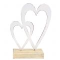Floristik24 Dubbel hart wit op voet H18cm