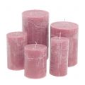 Floristik24 Gekleurde kaarsen antiek roze verschillende maten