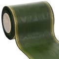 Floristik24 Elegante donkergroene moiré-kranslint, 125 mm met gouden parelrand, rouwlint, huwelijksdecoratie, striklint