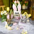 Floristik24 Mini paaseieren, houten eieren met bloemen, paasdecoratie paars, roze, geel H3.5cm 6st