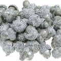 Floristik24 Decoratieve eikels zilver, adventsdecoratie, natuurlijk herfstfruit, landhuis Ø1,5 - 2,5 cm L1,5 - 3 cm 300 g