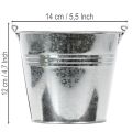 Emmer Ø14cm H12cm 6 stuks. Zink, glanzend | Floristik24.nl