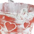Floristik24 Decoratief emmer hart decor, metalen vat, Valentijnsdag, handvat emmer Ø12cm