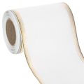 Floristik24 Elegant Moiré-kranslint, 125 mm, wit met gouden rand - Hoogwaardig decoratief lint voor bloemisterij en feesten