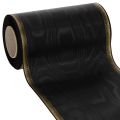 Floristik24 Elegante moiré kranslint, 175 mm zwart met parelrand en taftbinding, decoratief lint voor rouwbloemwerk, striklint, 25 m