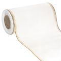 Floristik24 Elegant moiré-kranslint, 200 mm wit met gouden parelrand en speciale afwerking, 25 m - Perfect voor decoraties en feesten